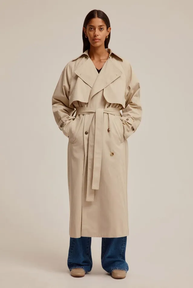 Woman Venroy Blazers and Jackets Oversized Classic Cotton Trench Coat