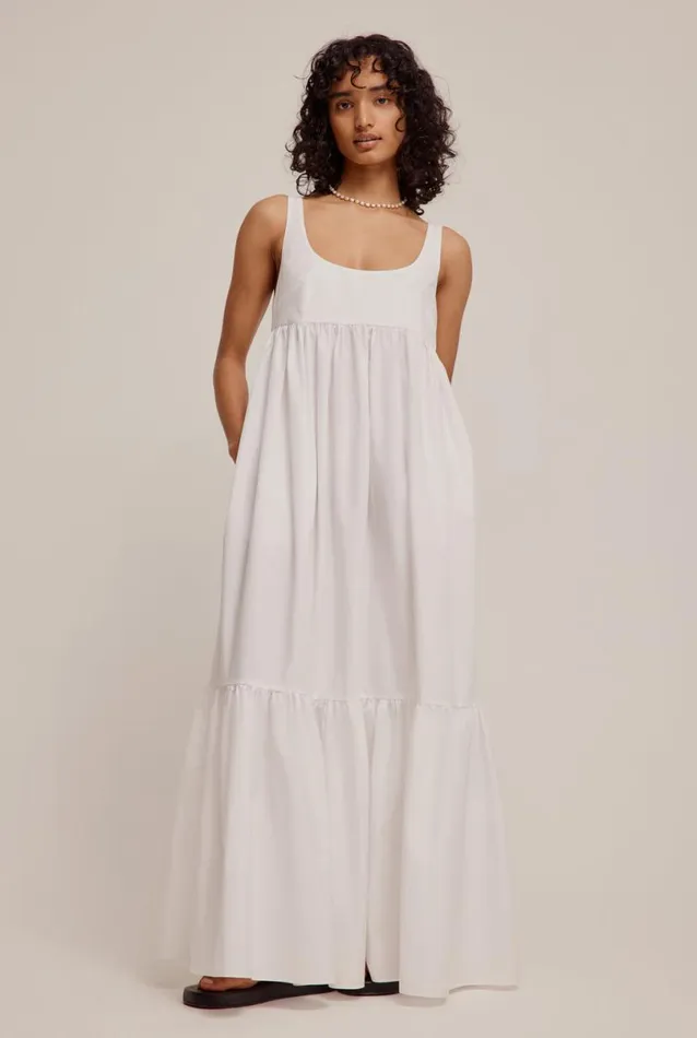 Woman Venroy Dresses Cotton Tiered Maxi Dress