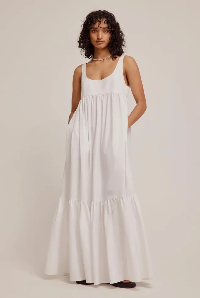 Woman Venroy Dresses Cotton Tiered Maxi Dress