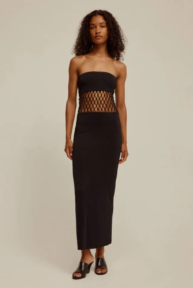 Woman Venroy Dresses Strapless Macrame Jersey Dress