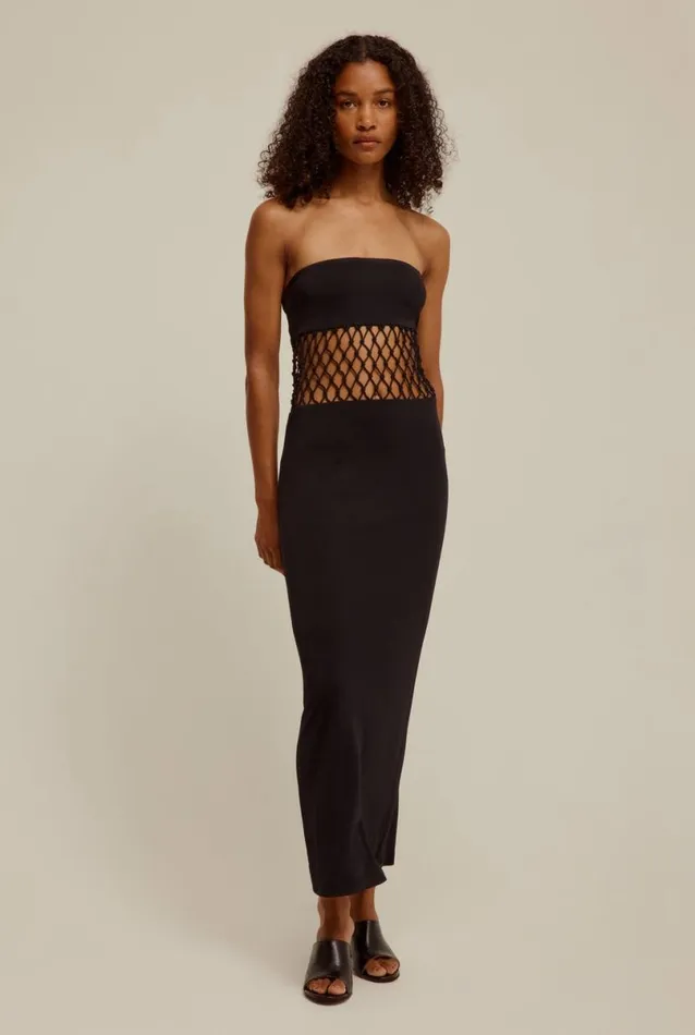 Woman Venroy Dresses Strapless Macrame Jersey Dress