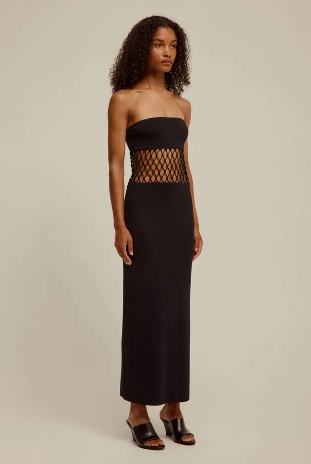 Woman Venroy Dresses Strapless Macrame Jersey Dress
