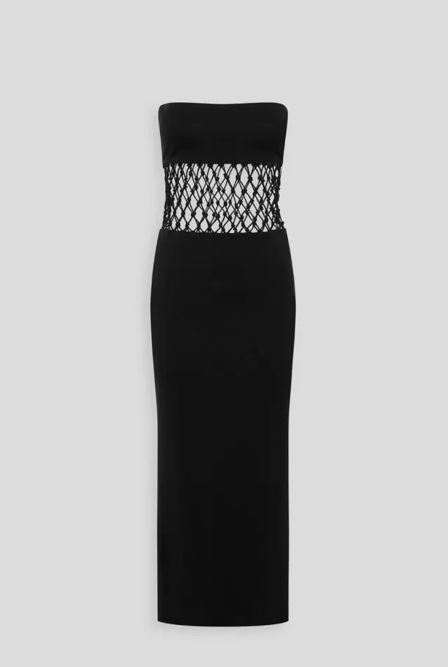 Woman Venroy Dresses Strapless Macrame Jersey Dress