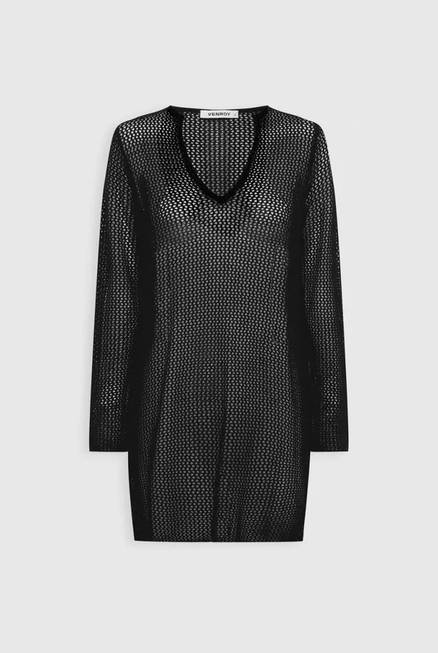 Woman Venroy Knitwear Crochet Mini Cover Dress