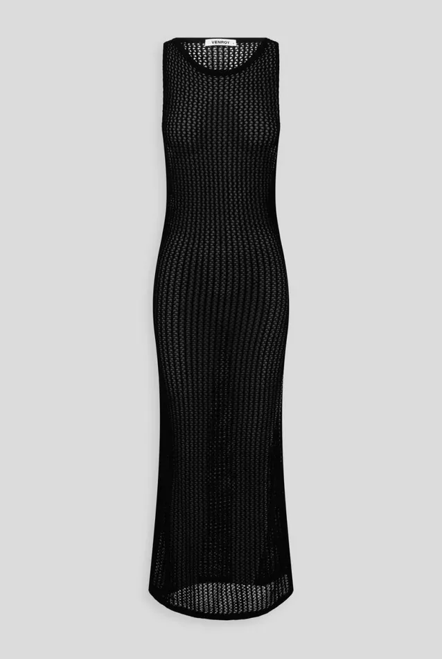 Woman Venroy Knitwear Crochet Side Split Tank Dress