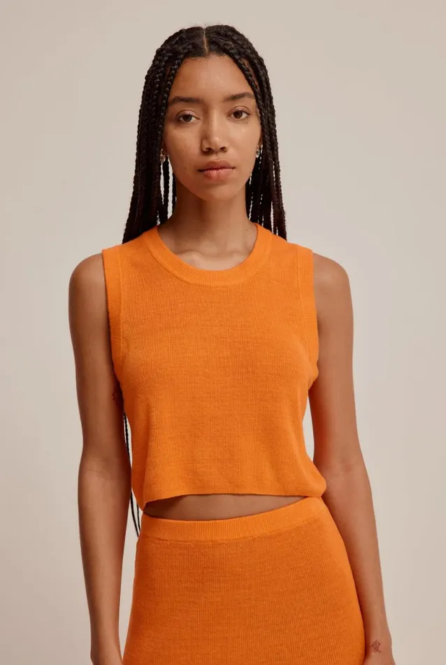 Woman Venroy Knitwear Rib Knitted Cropped Tank