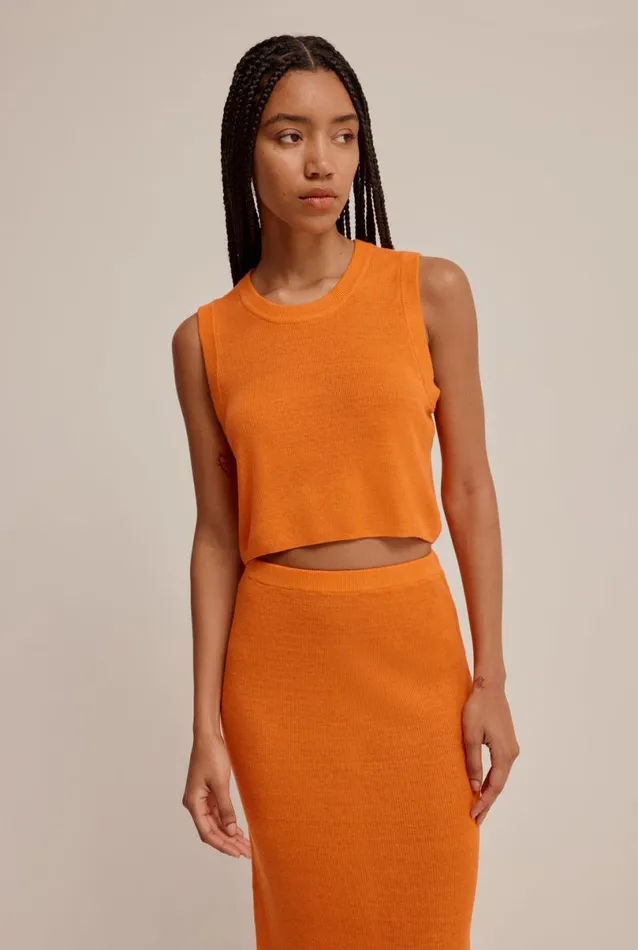 Woman Venroy Knitwear Rib Knitted Cropped Tank