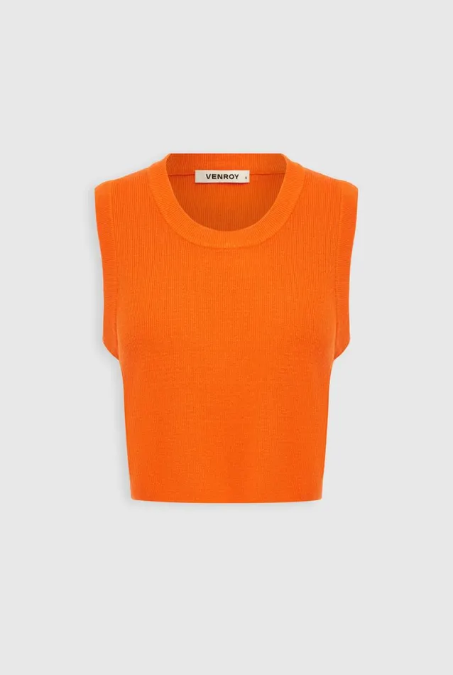 Woman Venroy Knitwear Rib Knitted Cropped Tank