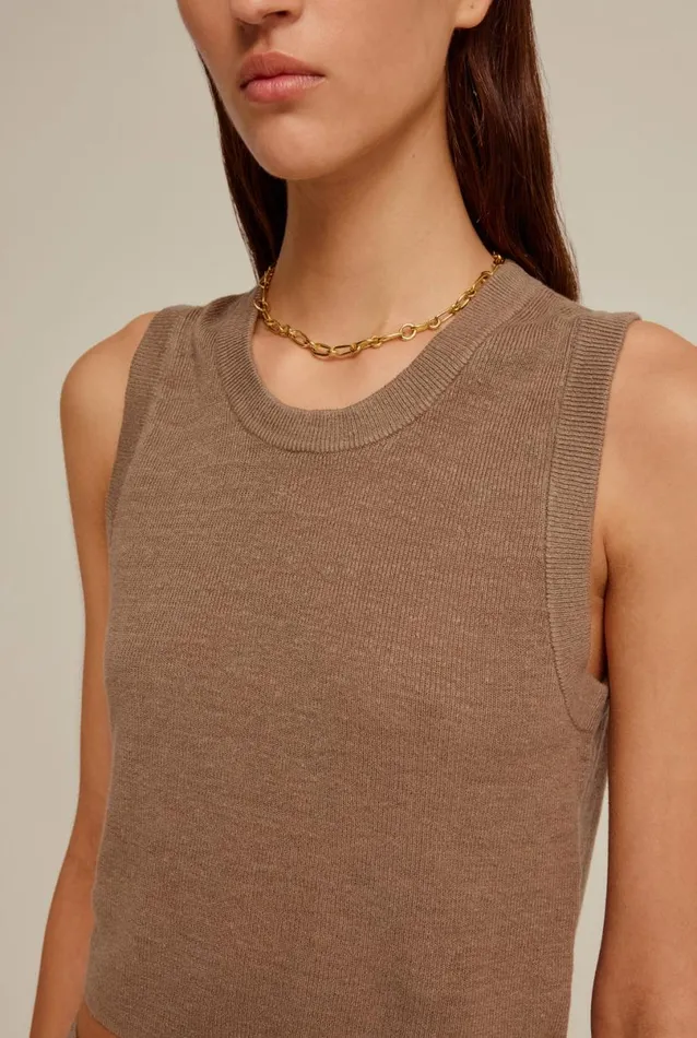 Woman Venroy Knitwear Rib Knitted Cropped Tank