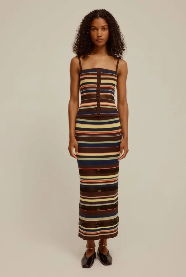 Woman Venroy Knitwear Ribbed Stripe Skirt