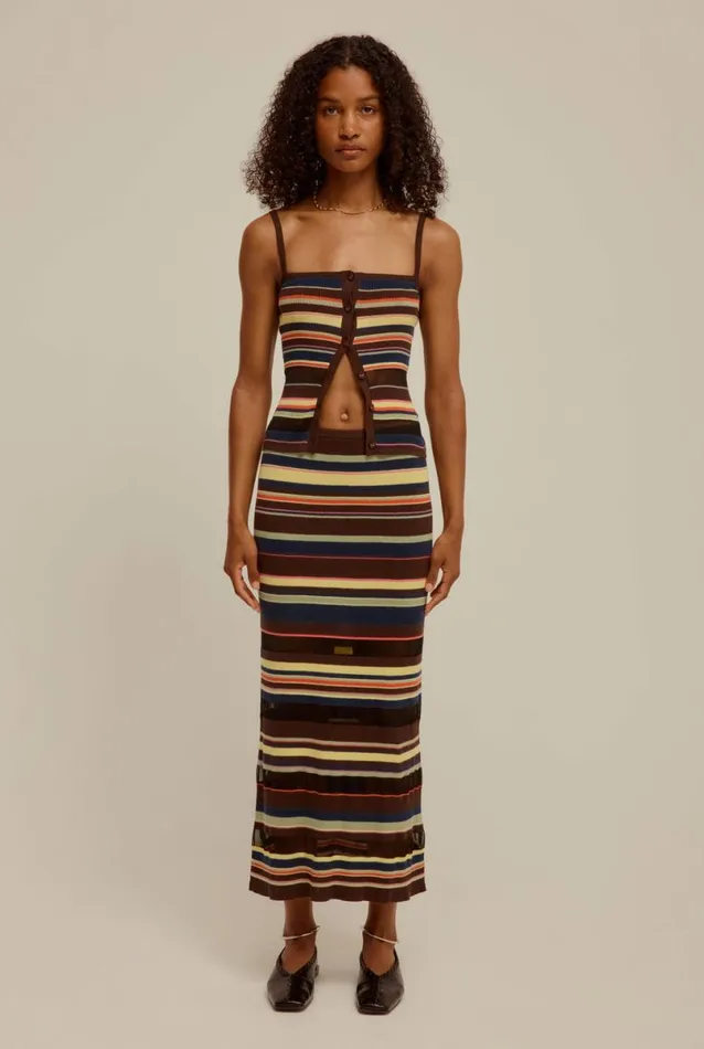Woman Venroy Knitwear Ribbed Stripe Skirt