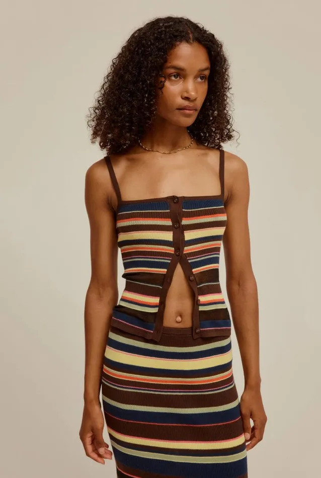 Woman Venroy Knitwear Ribbed Stripe Skirt