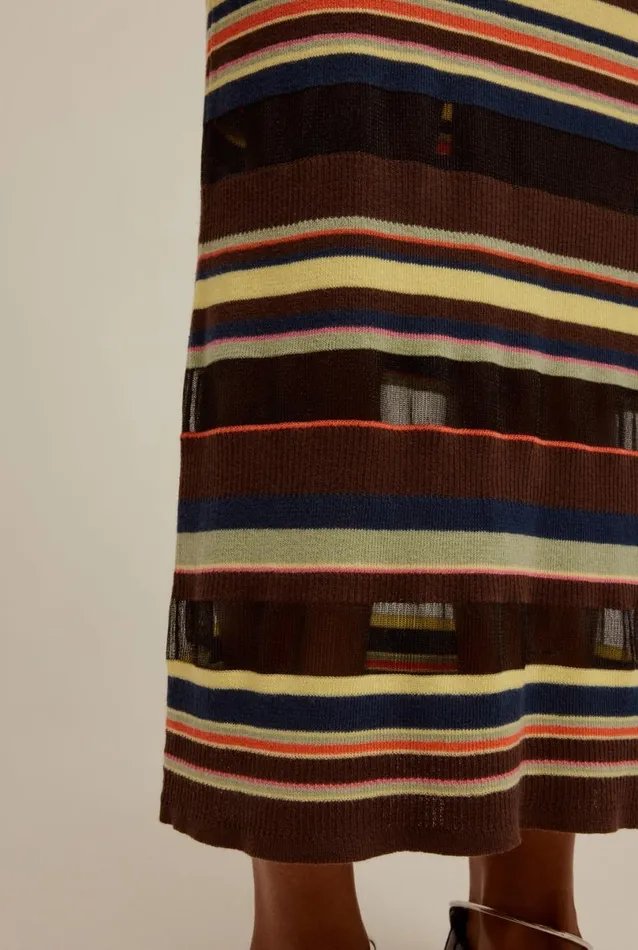Woman Venroy Knitwear Ribbed Stripe Skirt