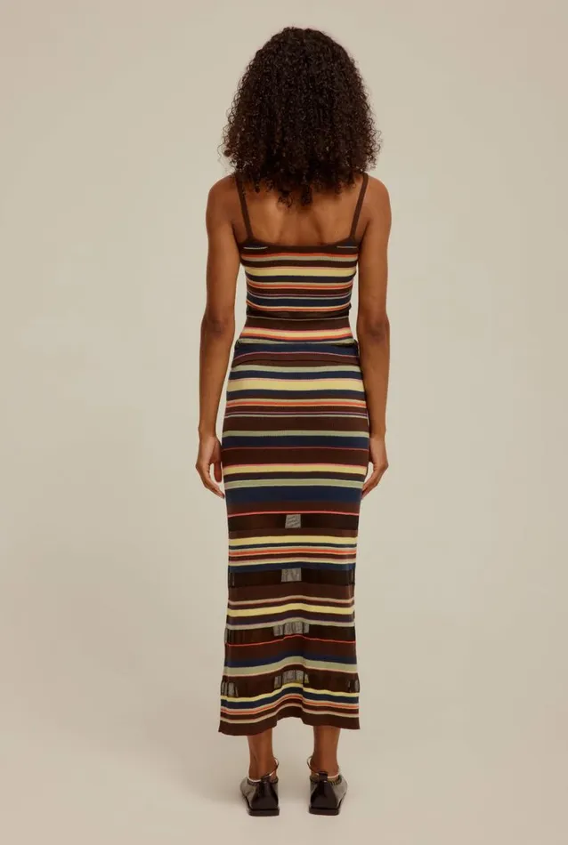 Woman Venroy Knitwear Ribbed Stripe Skirt