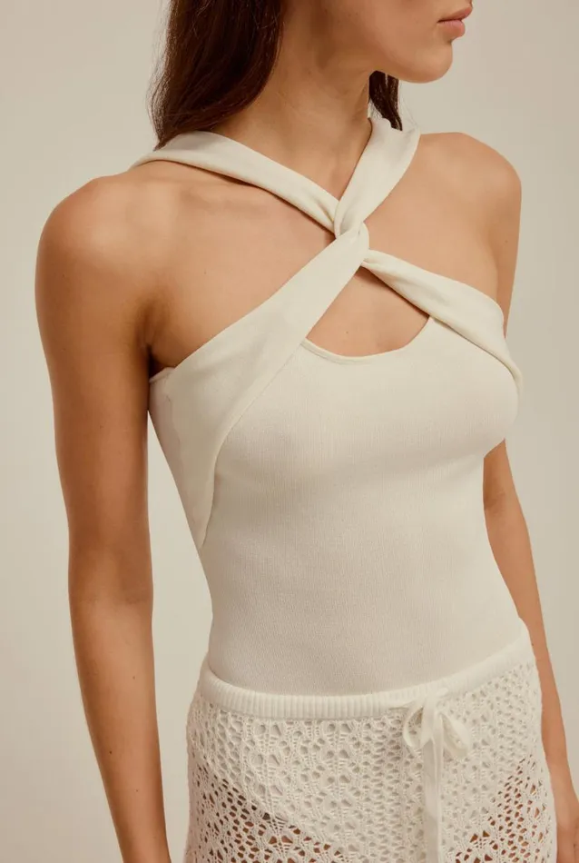 Woman Venroy Knitwear Twist Front Knitted Bodysuit