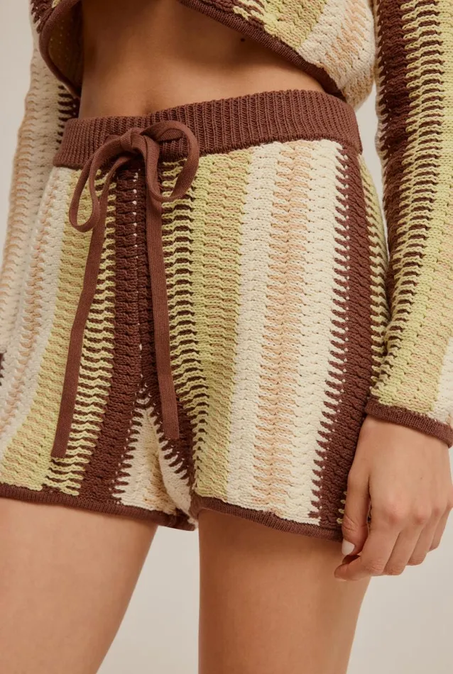 Woman Venroy Shorts Crochet Stripe Short
