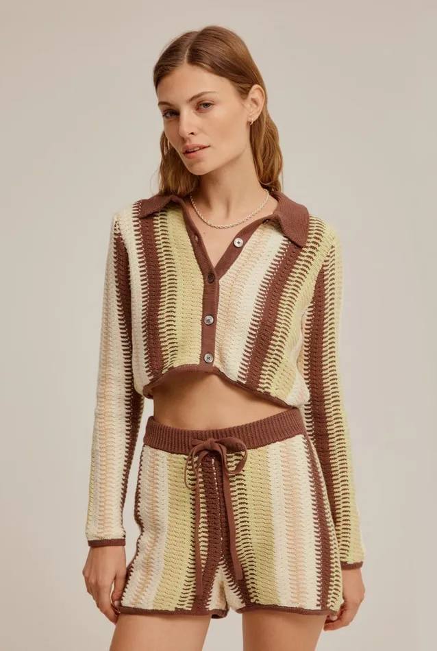 Woman Venroy Shorts Crochet Stripe Short