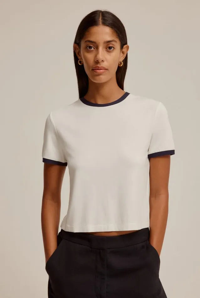 Woman Venroy TShirts and Tanks Cropped Jersey Tee