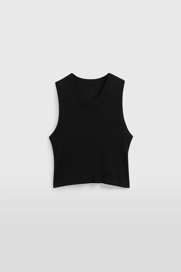 Woman Venroy TShirts and Tanks Rib Knitted Cropped Tank