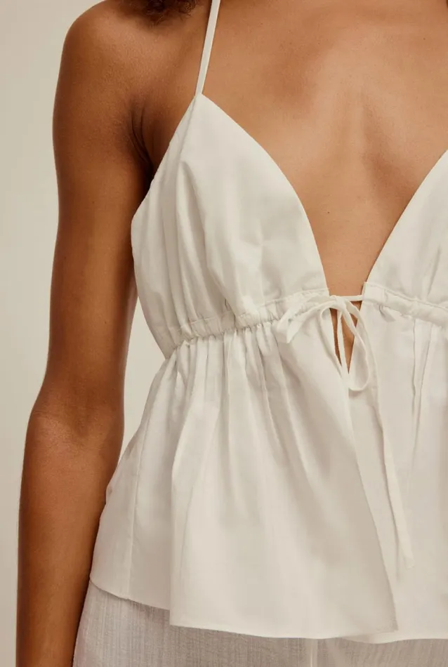 Woman Venroy Tops Cotton Pleated Halter Top