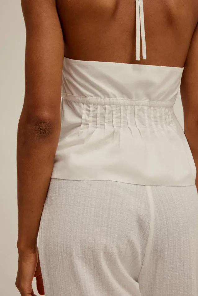 Woman Venroy Tops Cotton Pleated Halter Top
