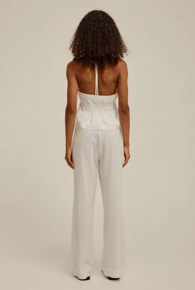 Woman Venroy Tops Cotton Pleated Halter Top