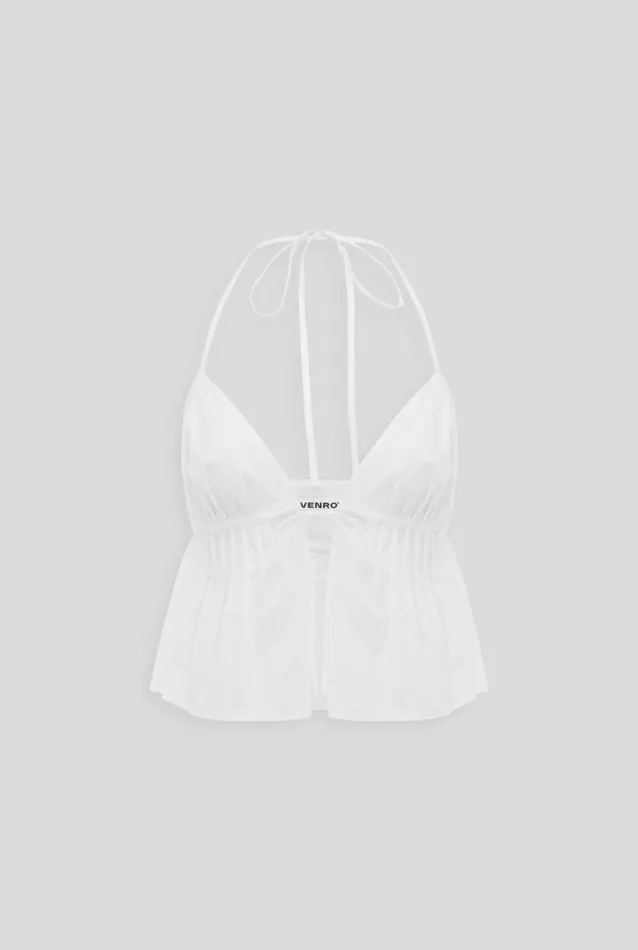 Woman Venroy Tops Cotton Pleated Halter Top