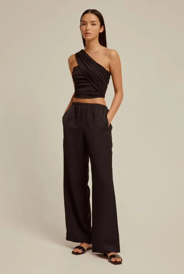 Woman Venroy Tops One Shoulder Jersey Crop Top