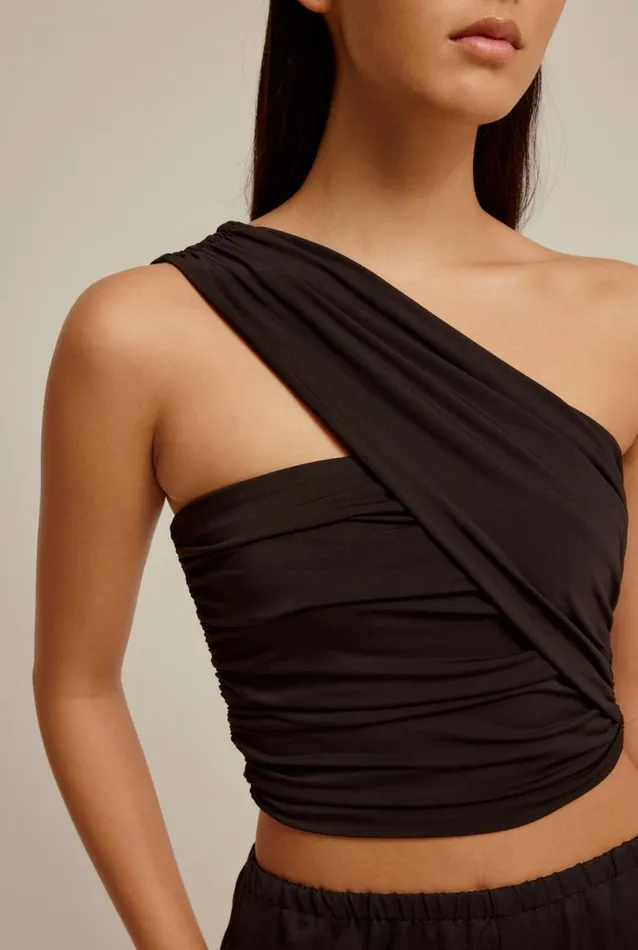 Woman Venroy Tops One Shoulder Jersey Crop Top