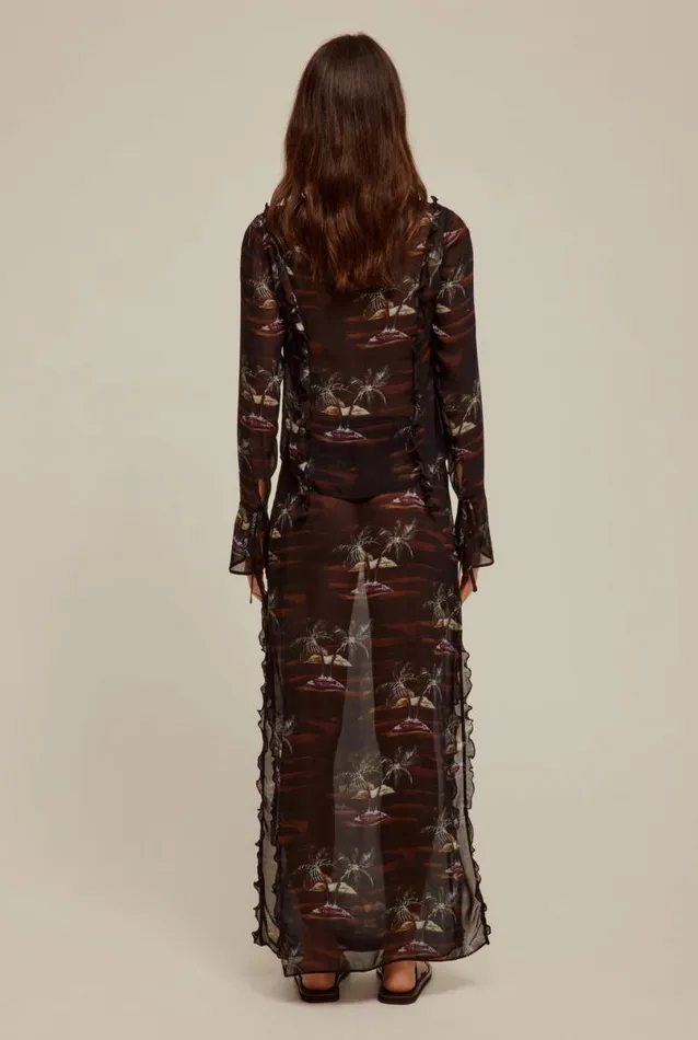 Woman Venroy Tops Sheer Ruffle Tie Front Top