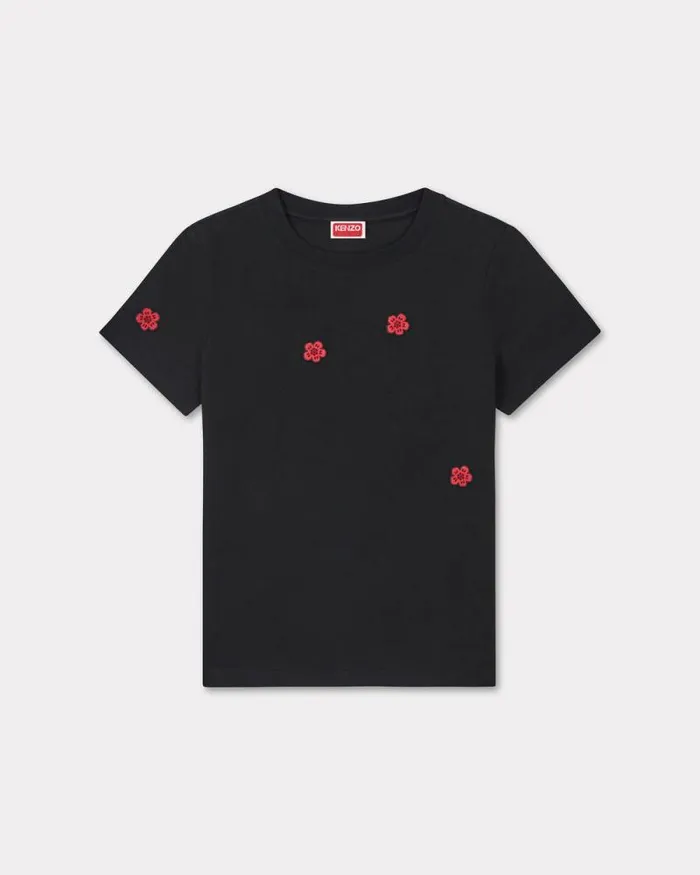 Women 039Boke Flower039 Embroidered Tshirt In Cotton Black Kenzo Tshirts And Polos