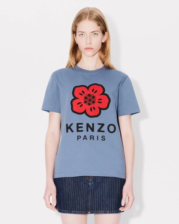 Women 039Boke Flower039 Loose Tshirt In Cotton Blue Kenzo Tshirts And Polos