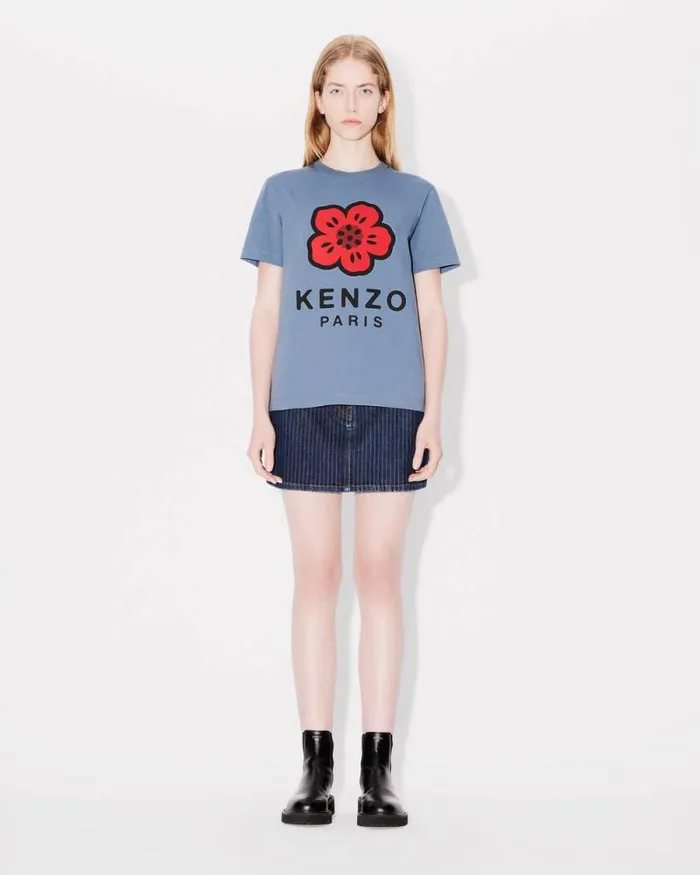 Women 039Boke Flower039 Loose Tshirt In Cotton Blue Kenzo Tshirts And Polos