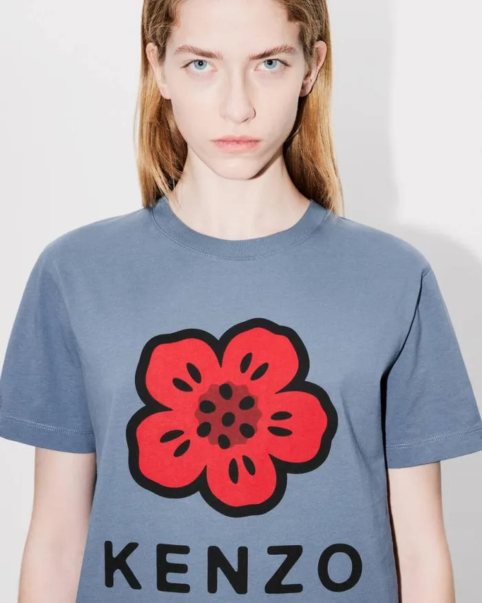 Women 039Boke Flower039 Loose Tshirt In Cotton Blue Kenzo Tshirts And Polos