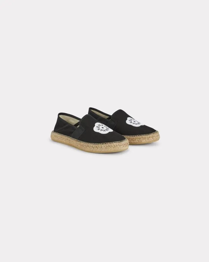 Women 039Boke Flower 20039 Embroidered Canvas Espadrilles In Cotton Black Kenzo Mules And Espadrilles