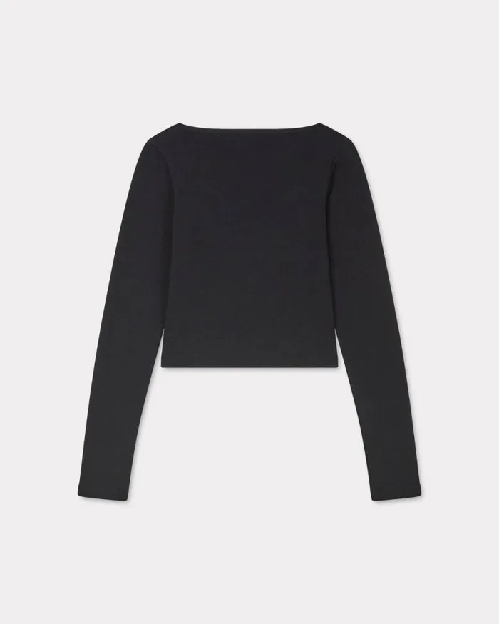 Women 039Boke Flower 20039 Embroidered Long Sleeves Tshirt Black Kenzo Tshirts And Polos