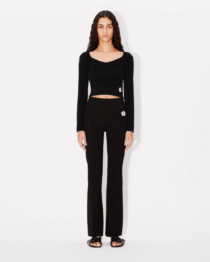 Women 039Boke Flower 20039 Embroidered Long Sleeves Tshirt Black Kenzo Tshirts And Polos