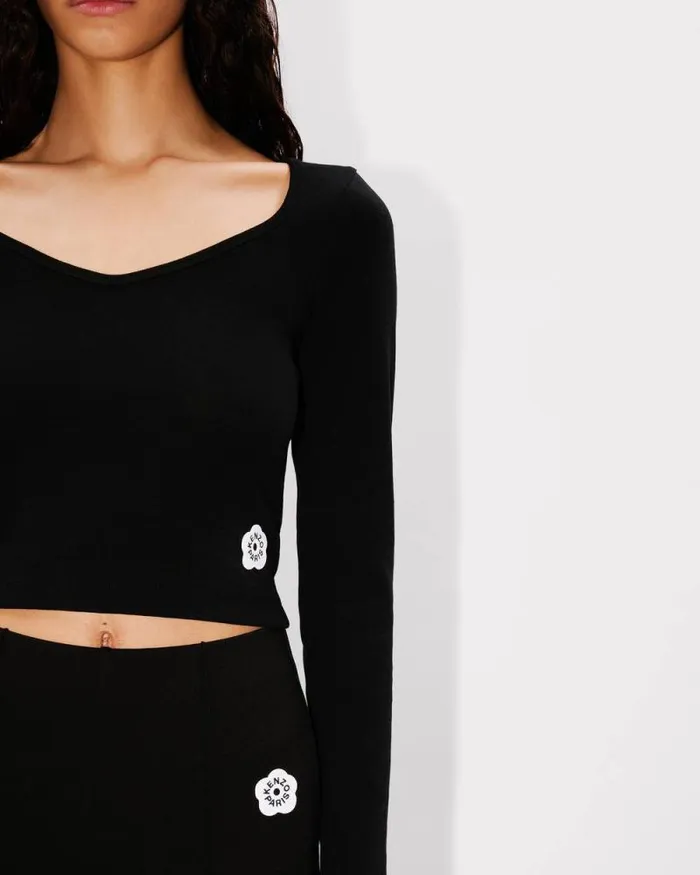 Women 039Boke Flower 20039 Embroidered Long Sleeves Tshirt Black Kenzo Tshirts And Polos