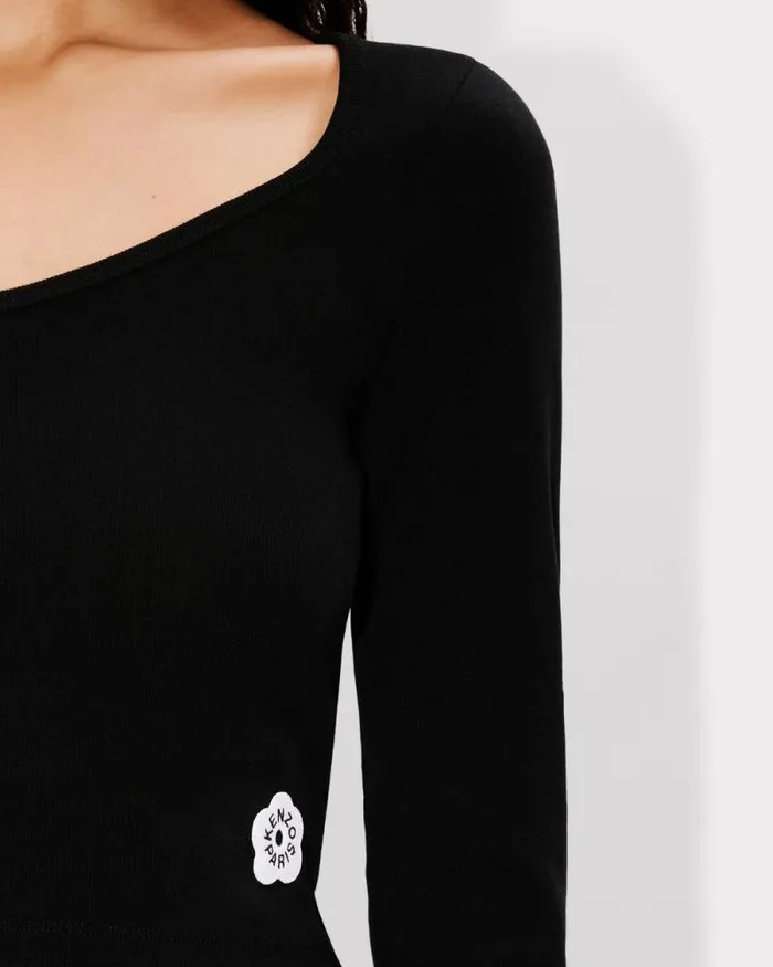 Women 039Boke Flower 20039 Embroidered Long Sleeves Tshirt Black Kenzo Tshirts And Polos