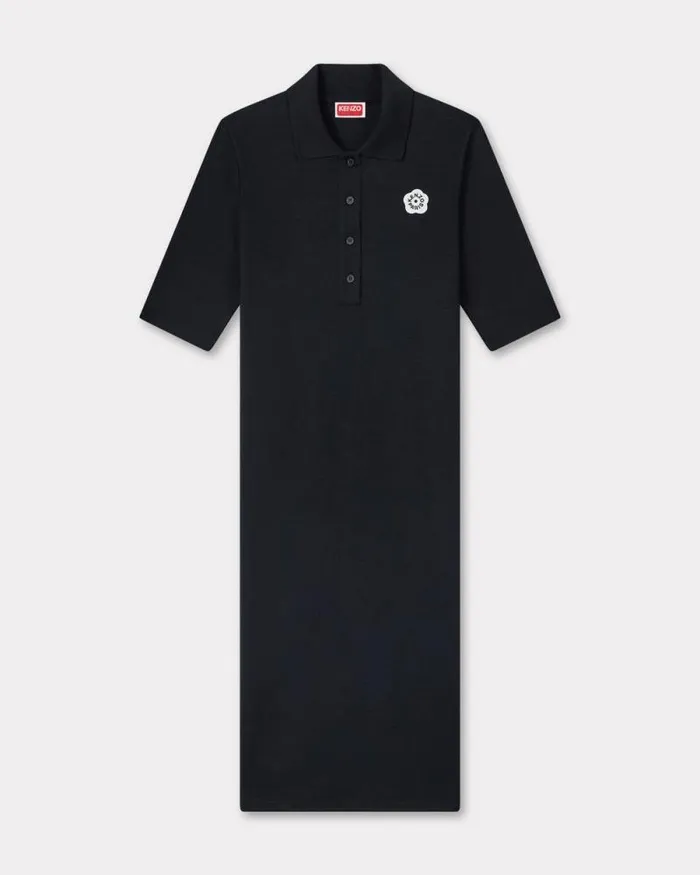 Women 039Boke Flower 20039 Embroidered Rib Polo Dress Black Kenzo Dresses And Skirts