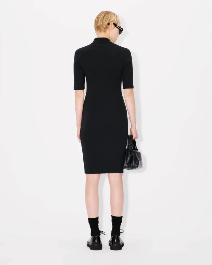 Women 039Boke Flower 20039 Embroidered Rib Polo Dress Black Kenzo Dresses And Skirts