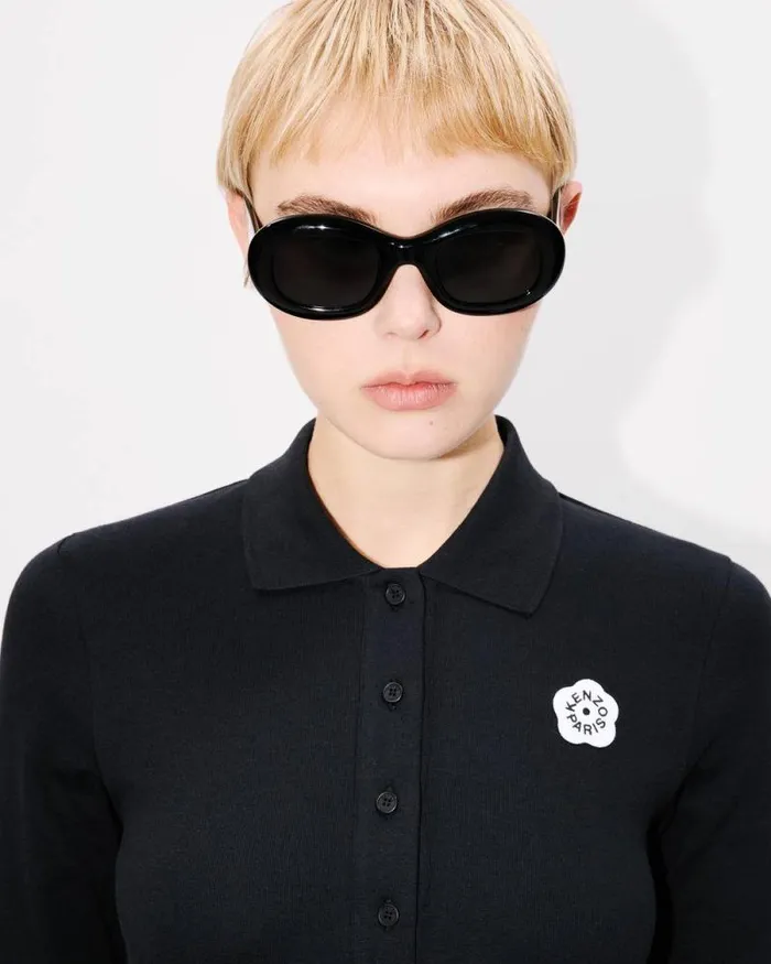 Women 039Boke Flower 20039 Embroidered Rib Polo Dress Black Kenzo Dresses And Skirts