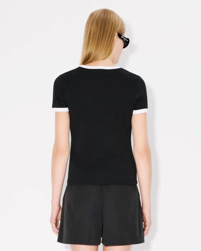 Women 039Boke Flower 20039 Embroidered Rib Tshirt Black Kenzo Tshirts And Polos