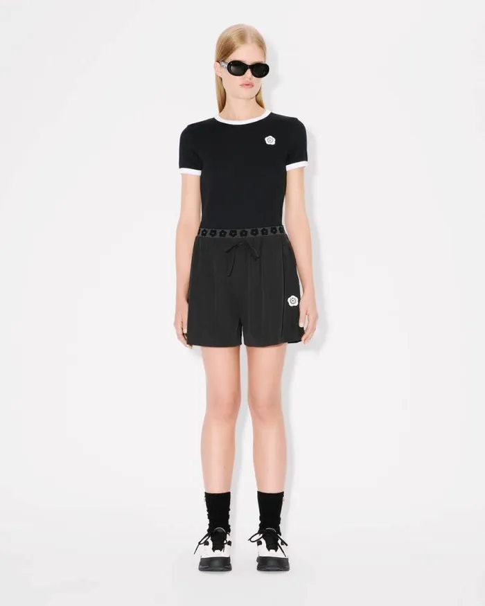 Women 039Boke Flower 20039 Embroidered Rib Tshirt Black Kenzo Tshirts And Polos