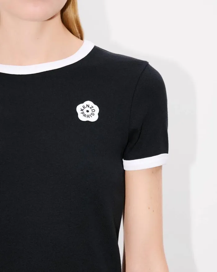 Women 039Boke Flower 20039 Embroidered Rib Tshirt Black Kenzo Tshirts And Polos