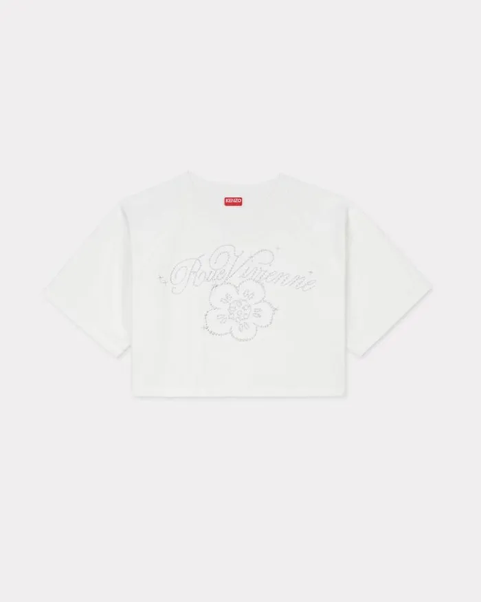 Women 039KENZO Constellation039 Embroidered Cropped Tshirt In Cotton Off White Kenzo Tshirts And Polos Women 039KENZO Constellation039 Embroidered Cropped Tshirt In Cotton Off White Kenzo Tshirts And Polos