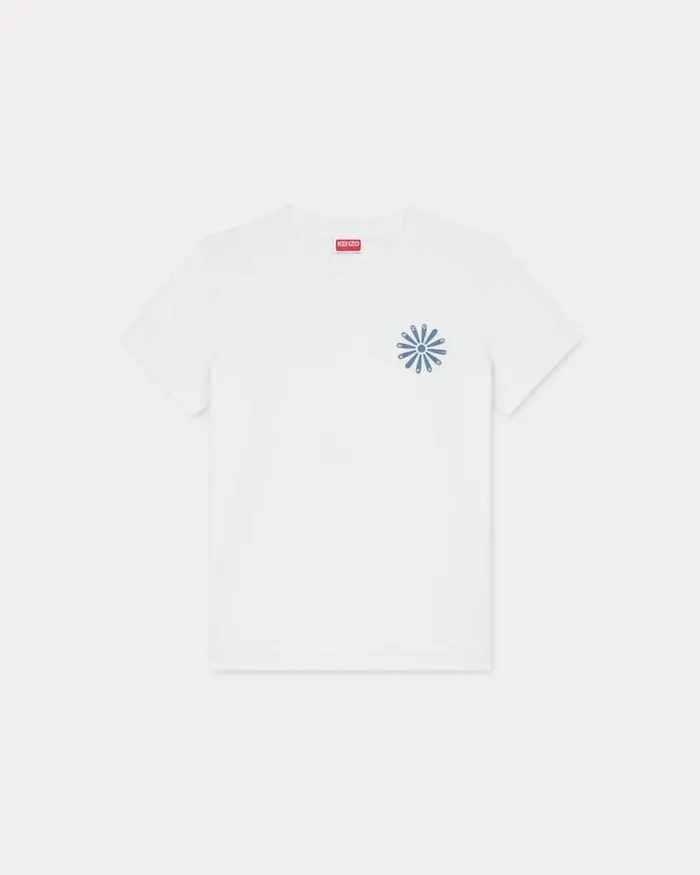 Women 039KENZO Marguerite039 Tshirt In Cotton Off White Kenzo Tshirts And Polos