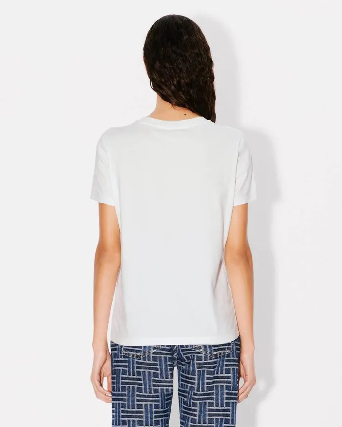 Women 039KENZO Marguerite039 Tshirt In Cotton Off White Kenzo Tshirts And Polos