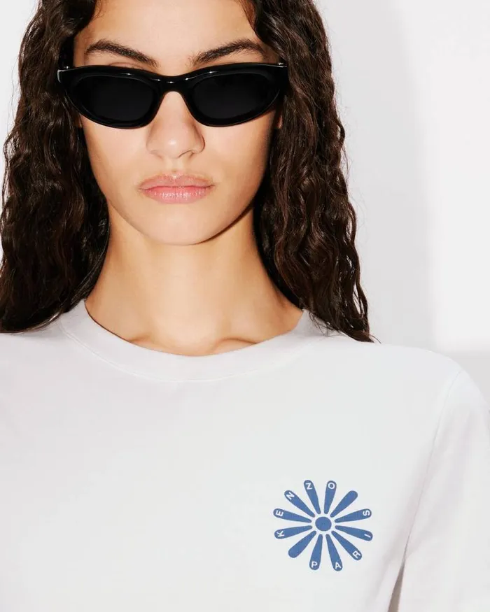 Women 039KENZO Marguerite039 Tshirt In Cotton Off White Kenzo Tshirts And Polos
