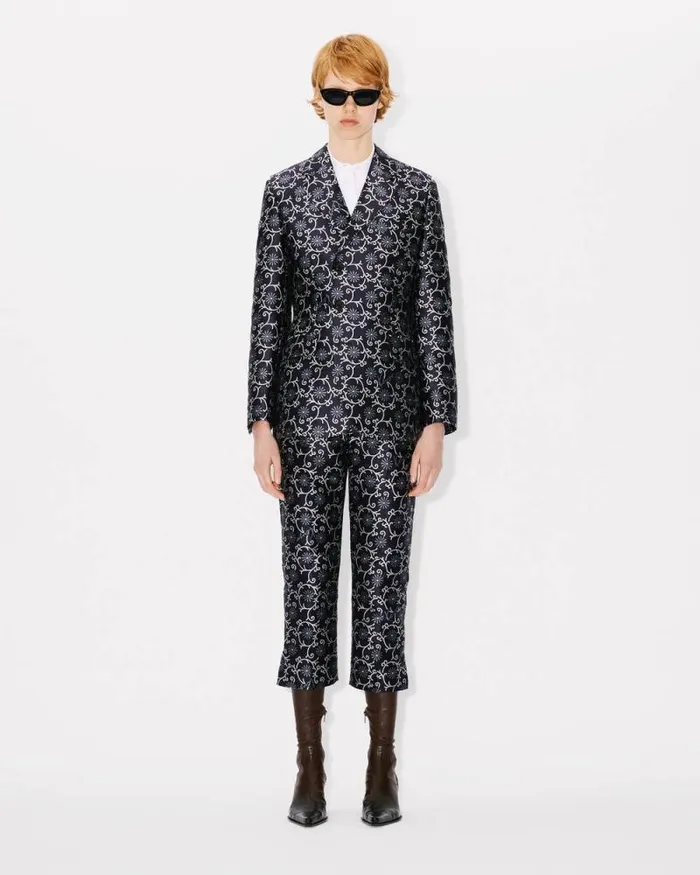 Women 039KENZO Marguerite039 Waisted Blazer Blue Black Kenzo Jackets And Coats